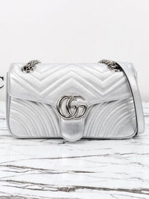 GG original calfskin marmont small shoulder bag 443497 silver