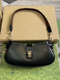 GG original calfskin moon side shoulder bag 786015 black