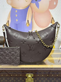 Louis vuitton original calfskin loop hobo bag M14042 chocolate 
