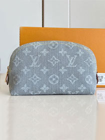 Louis vuitton original denim cosmetic pouch m13751 grey