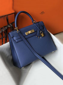 Hermes original epsom leather kelly 25 bag K25-1 blue agate	