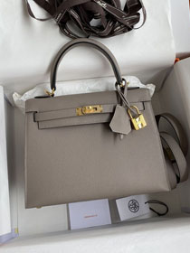 Hermes original epsom leather kelly 25 bag K25-1 grey asphalte