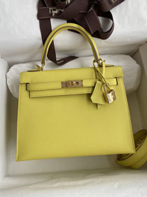 Hermes original epsom leather kelly 28 bag K28-2 lime