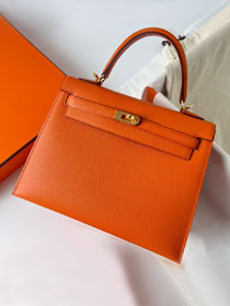 Hermes original epsom leather kelly 28 bag K28-2 orange