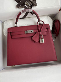 Hermes original epsom leather kelly 28 bag K28-2 ruby