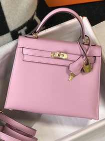 Hermes original epsom leather kelly 32 bag K32-1 mauve sylvestre