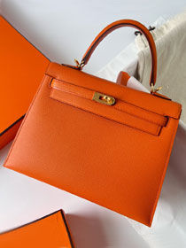Hermes original epsom leather kelly 32 bag K32-1 orange