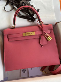 Hermes original epsom leather kelly 32 bag K32-1 rose lipstick  