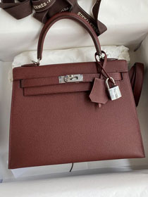 Hermes original epsom leather kelly 32 bag K32-1 rouge H