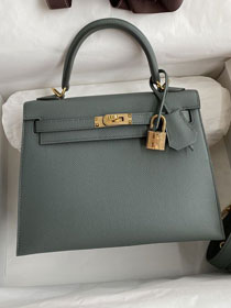 Hermes original epsom leather kelly 32 bag K32-1 vert amande