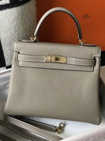 Hermes original togo leather kelly 32 bag K32-1 grey tourterelle