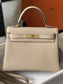 Hermes original togo leather kelly 32 bag K32-1 grey trench