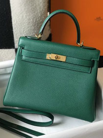 Hermes original togo leather kelly 32 bag K32-1 vert vertigo 