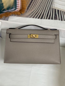Hermes original epsom leather mini kelly 22 clutch K012 grey asphalte