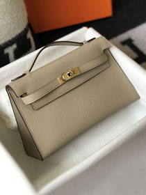 Hermes original epsom leather mini kelly 22 clutch K012 grey tourterelle