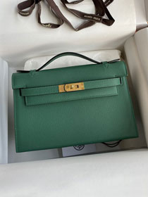 Hermes original epsom leather mini kelly 22 clutch K012 malachite