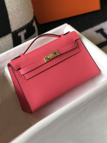 Hermes original epsom leather mini kelly 22 clutch K012 rose lipstick