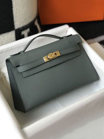 Hermes original epsom leather mini kelly 22 clutch K012 vert amande