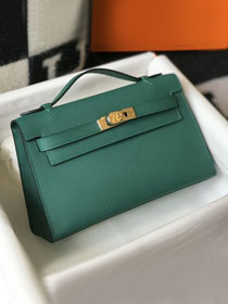 Hermes original epsom leather mini kelly 22 clutch K012 vert vertigo