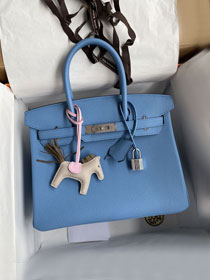 Hermes original togo leather birkin 25 bag H25-1 blue paradise