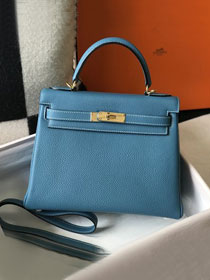 Hermes original togo leather kelly 25 bag K25 blue jean