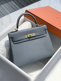 Hermes original togo leather kelly 25 bag K25 blue lin