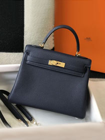 Hermes original togo leather kelly 25 bag K25 deep blue