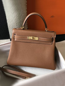 Hermes original togo leather kelly 25 bag K25 gold brown	