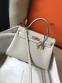 Hermes original togo leather kelly 25 bag K25 grey pearl
