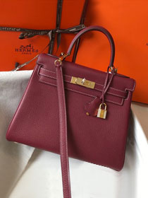 Hermes original togo leather kelly 28 bag K28 bordeaux	
