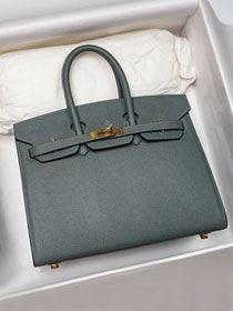 Hermes sellier original epsom leather birkin 35 bag H35-3 vert amande