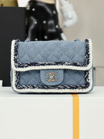 CC original denim mini flap bag A69900 blue
