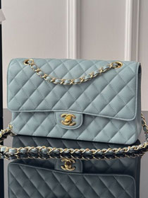 CC original grained calfskin medium flap bag A01112 water blue