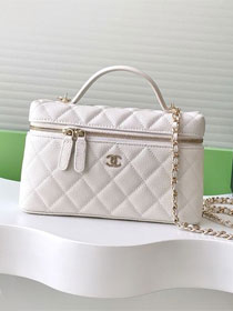 CC original grained calfskin vanity with chain AP4385 white