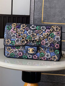 CC original sequins medium flap bag A01112 black