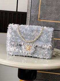 CC original sequins mini flap bag A69900 silver