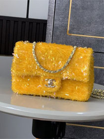 CC original sequins mini flap bag A69900 yellow