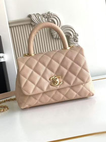 CC original grained calfskin mini coco handle bag AS2215 beige