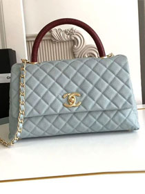 CC original grained calfskin large coco handle bag A92991 blue&bordeaux