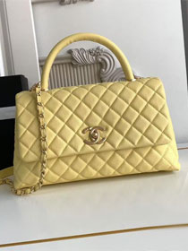 CC original grained calfskin large coco handle bag A92991 yellow