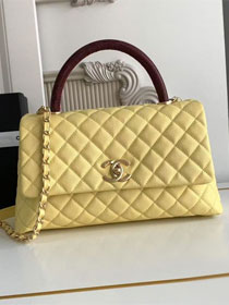CC original grained calfskin large coco handle bag A92991 yellow&bordeaux