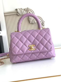 CC original grained calfskin mini coco handle bag AS2215 purple