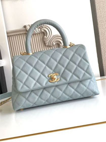 CC original grained calfskin small coco handle bag A92990 blue