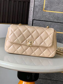 CC original calfskin mini flap bag AS4592 apricot