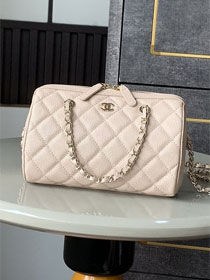 CC original grained calfskin clutch with chain AP4515 beige