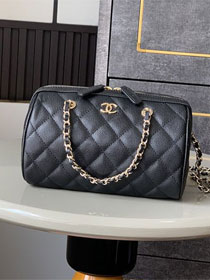 CC original grained calfskin clutch with chain AP4515 black