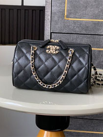 CC original grained calfskin clutch with chain AP4515-2 black