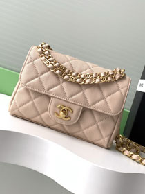 CC original grained calfskin mini flap bag AS5239 apricot