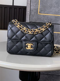 CC original grained calfskin mini flap bag AS5239 black