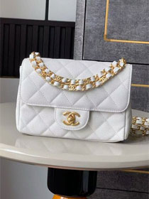 CC original grained calfskin mini flap bag AS5239 white